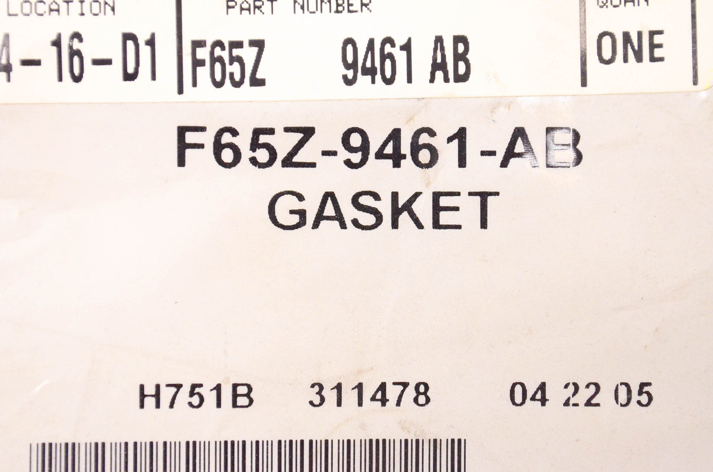 New OEM Ford F65Z9461AB Intake Manifold Gasket NOS