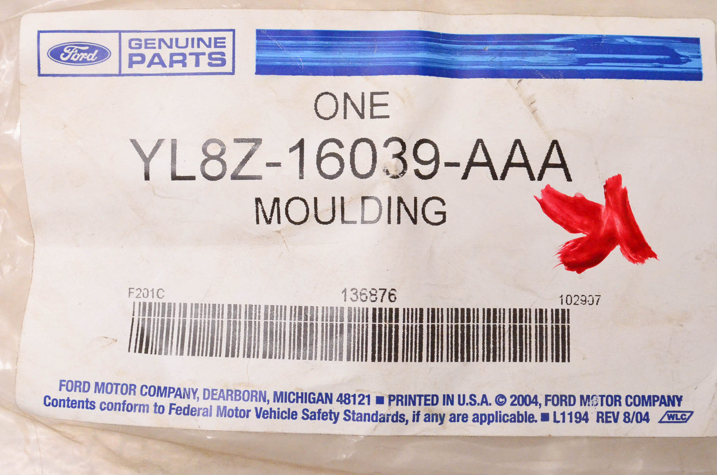 New OEM Ford YL8Z16039AAA Wheel Opening Molding NOS
