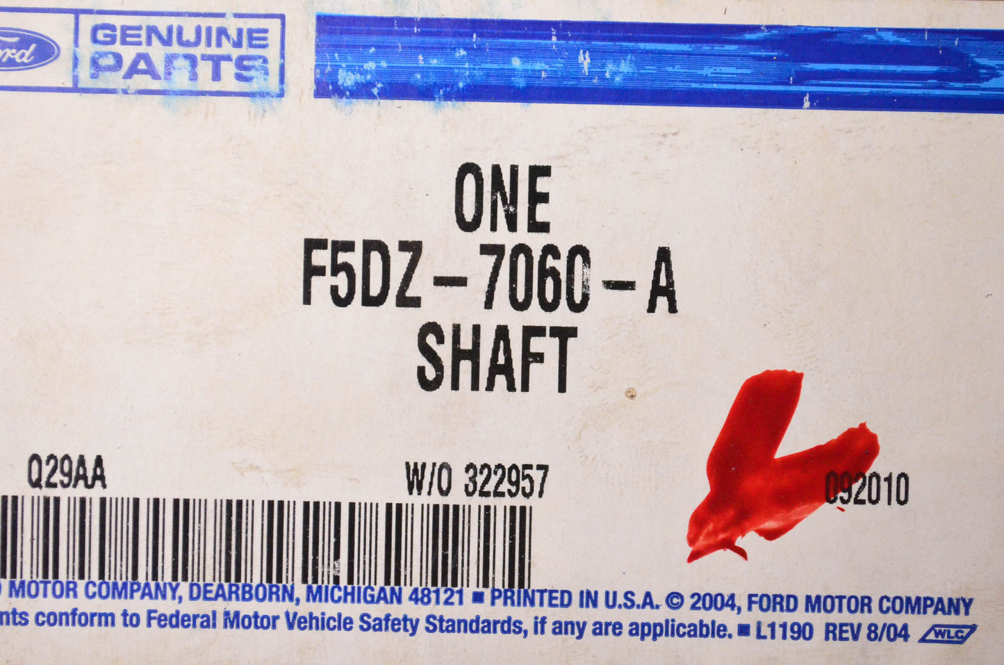 New OEM Ford F5DZ7060A Shaft Assembly NOS