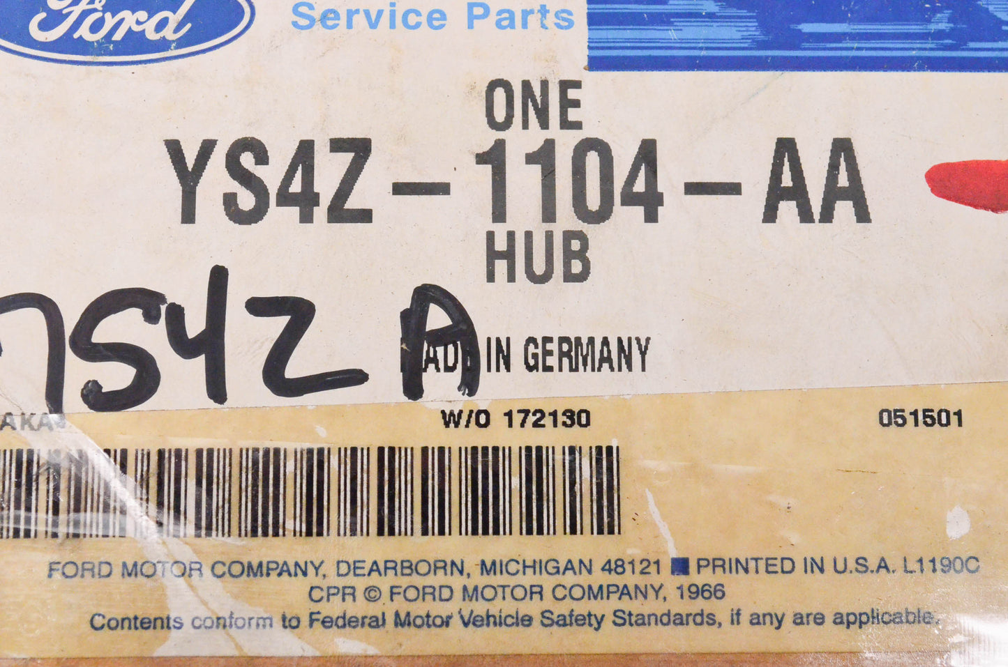 New OEM Ford YS4Z1104AA Hub NOS