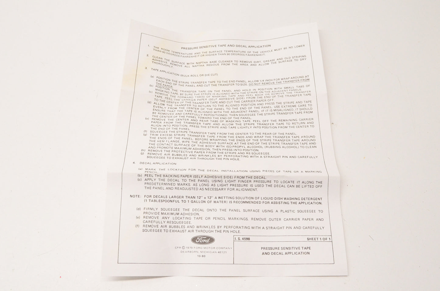 New OEM Ford F4TZ7820001CA Stripe Tape Kit NOS