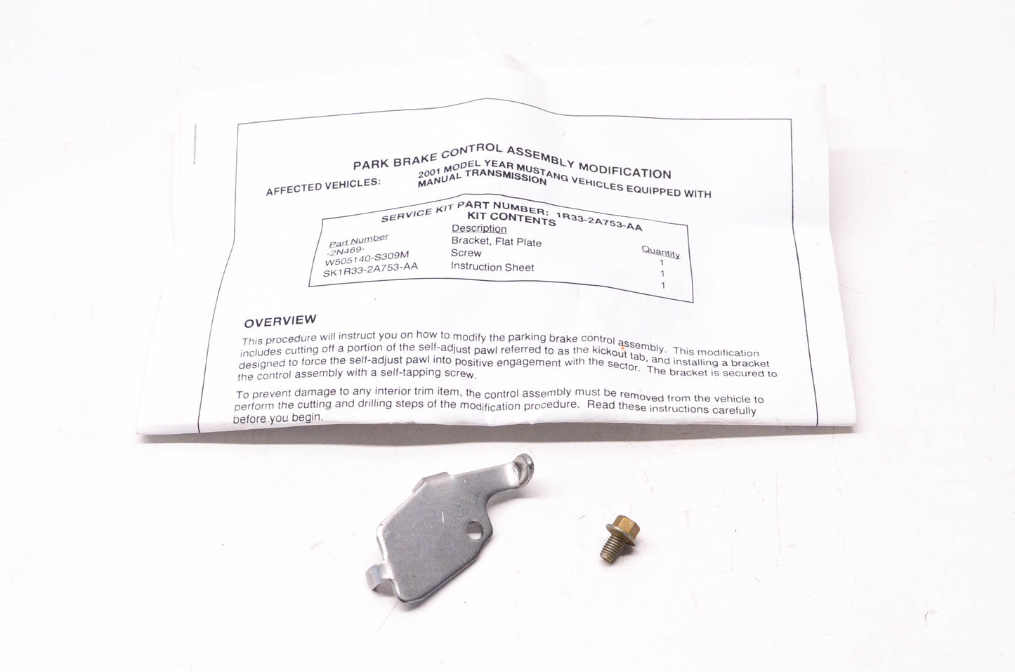 New OEM Ford 1R3Z-2A753-AA Parking Brake Repair Kit NOS
