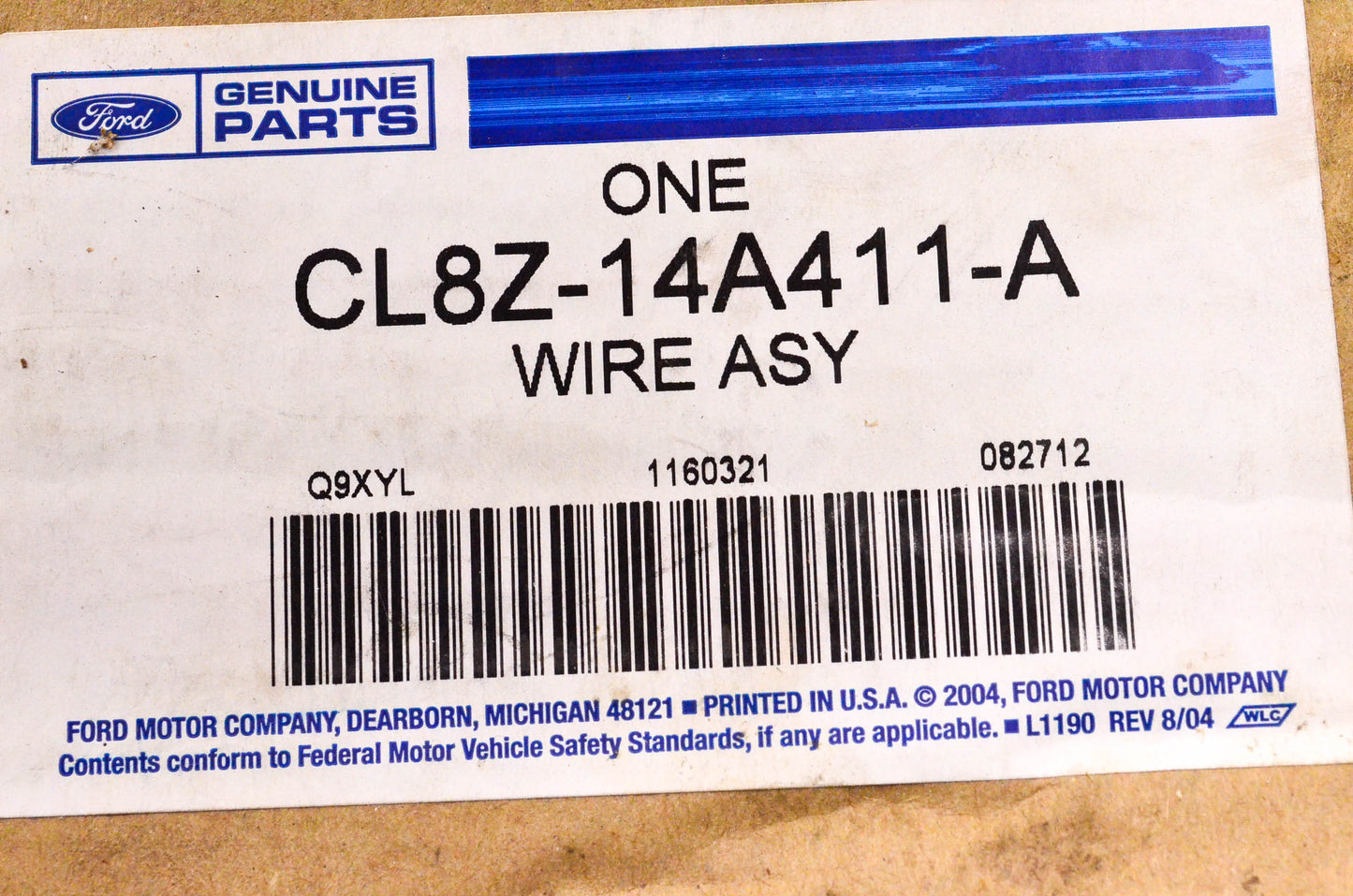 New OEM Ford CL8Z-14A411-A 2001-2002 Escort Wiring Assembly NOS