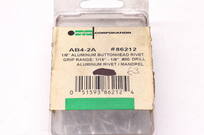 Marson Corporation AB4-2A 86212 1/8" Aluminum Buttonhead Rivet Qty 63 NOS