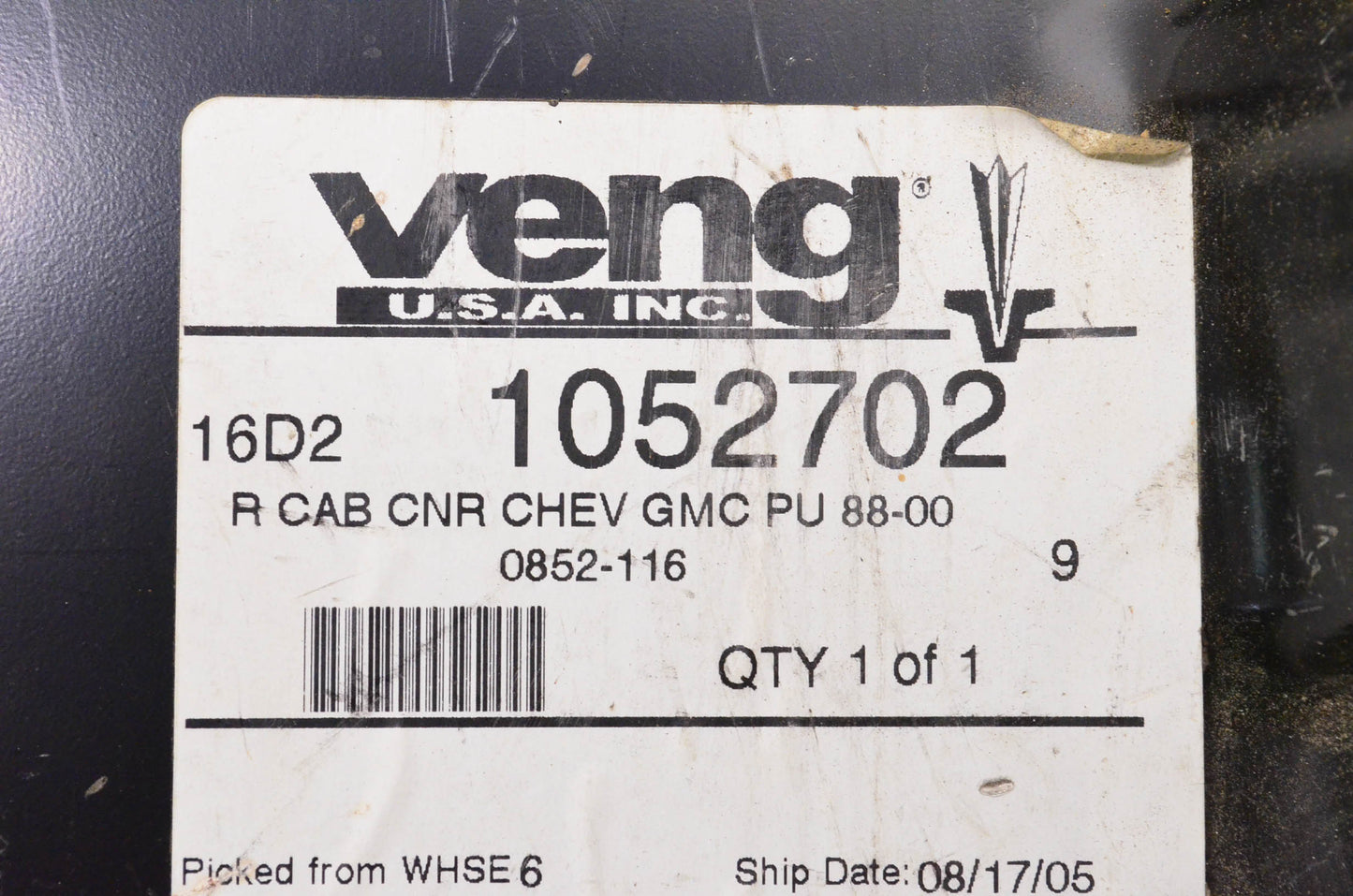 Veng USA Inc. 1988-2000 Chevy GMC Pickup Right Hand Cab Corner NOS