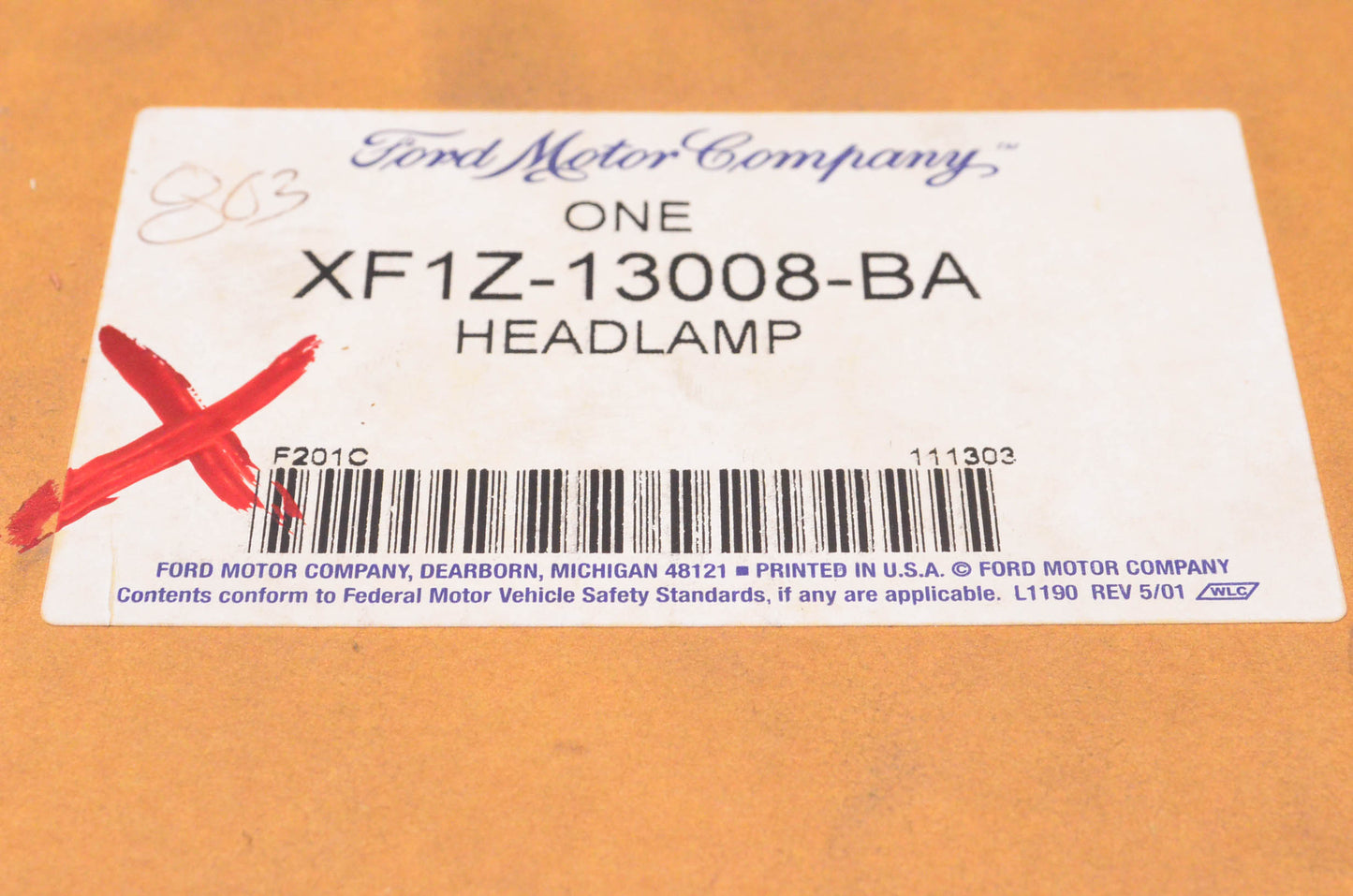 New OEM Ford XF1Z-13008-BA 1999 Taurus Driver's Side Headlamp Assembly NOS
