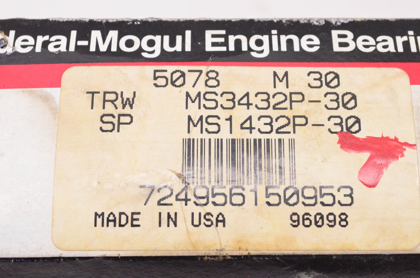 Federal Mogul 5078M 30 Engine Main Bearings .030" Qty 10 NOS