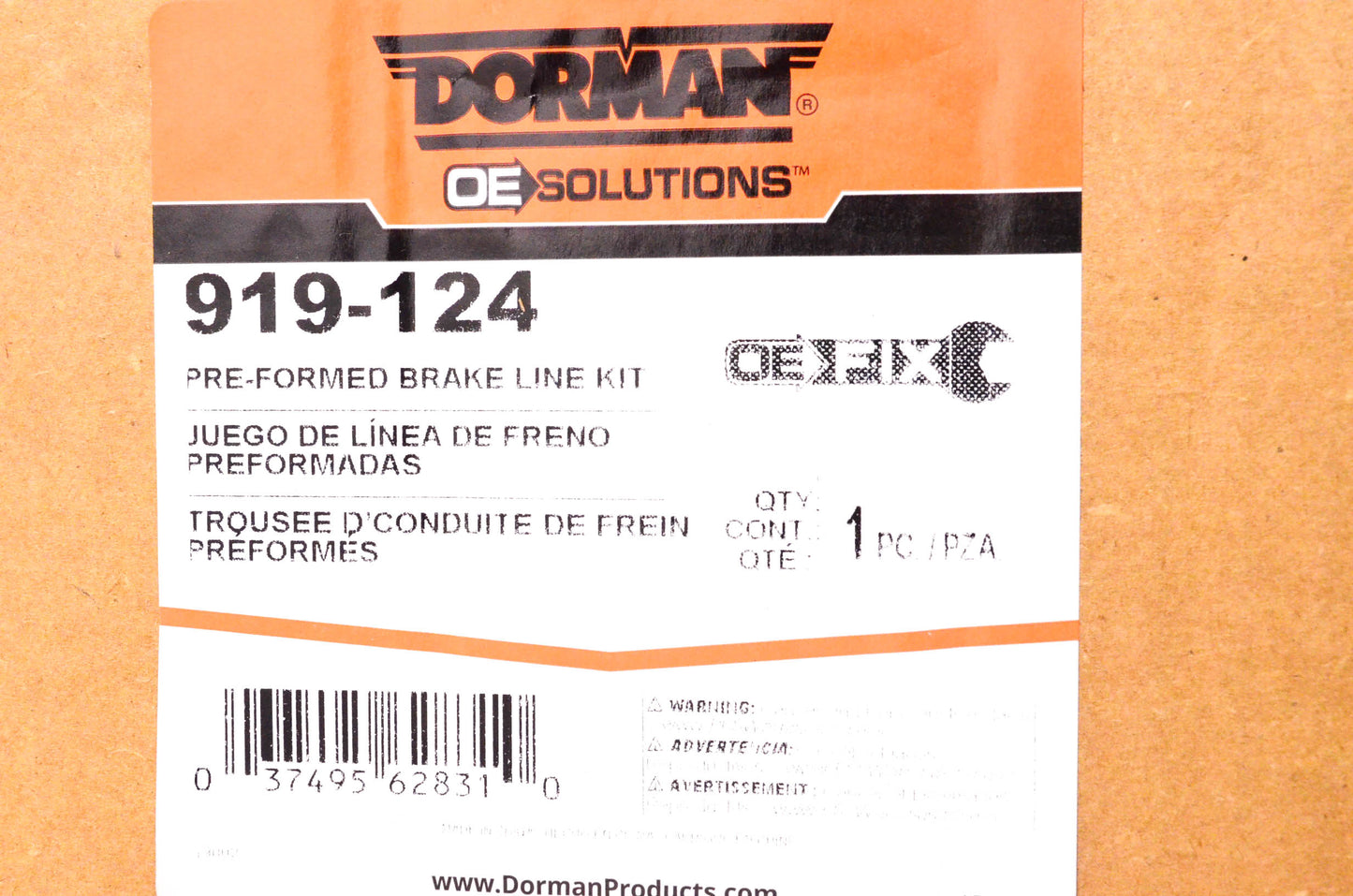 Dorman 919-124 Incomplete Hydraulic Brake Line Kit NOS