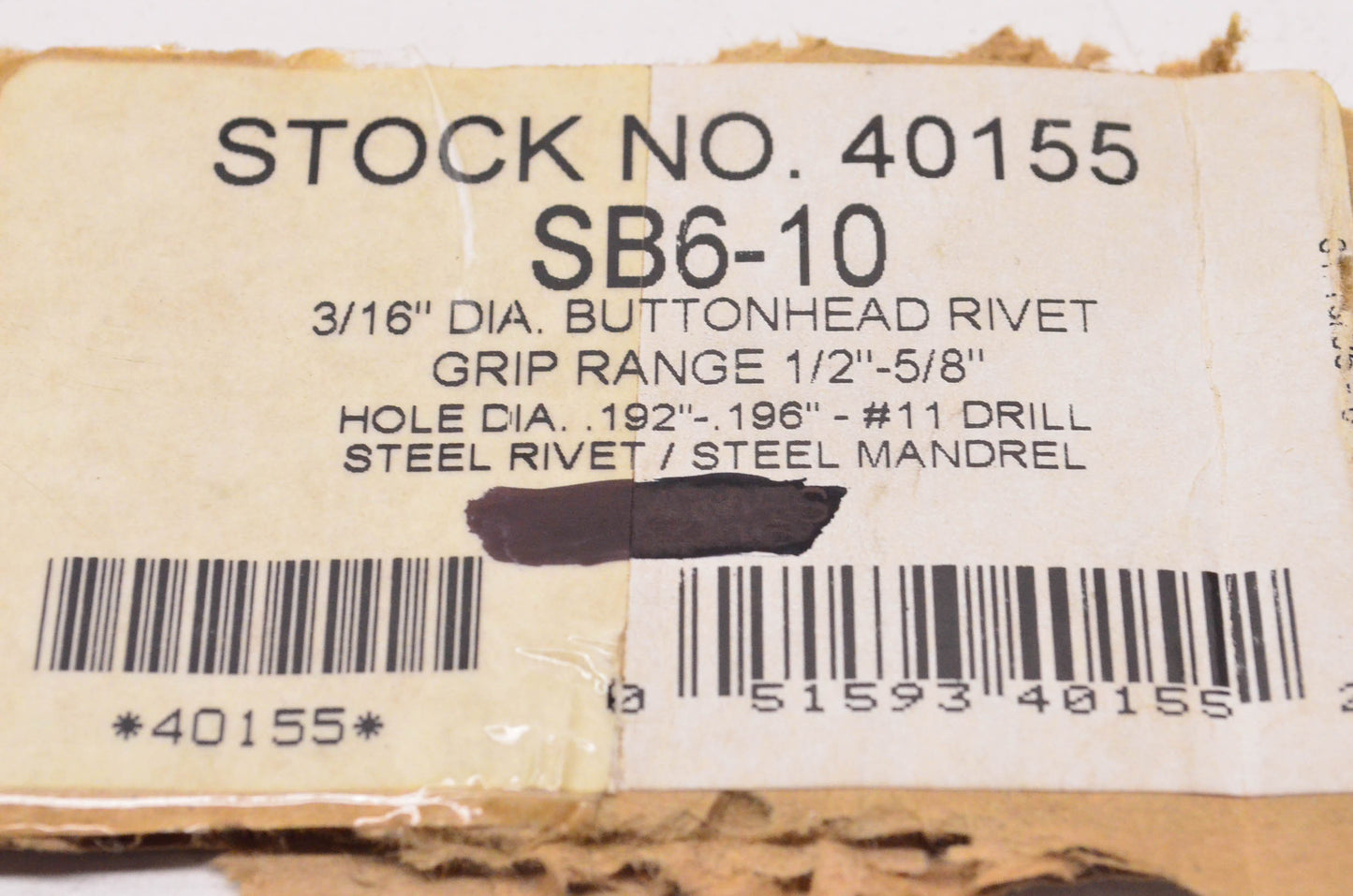 Aftermarket 3/16" Diameter Buttonhead Rivets Grip Range 1/2"-5/8" Qty 197 NOS
