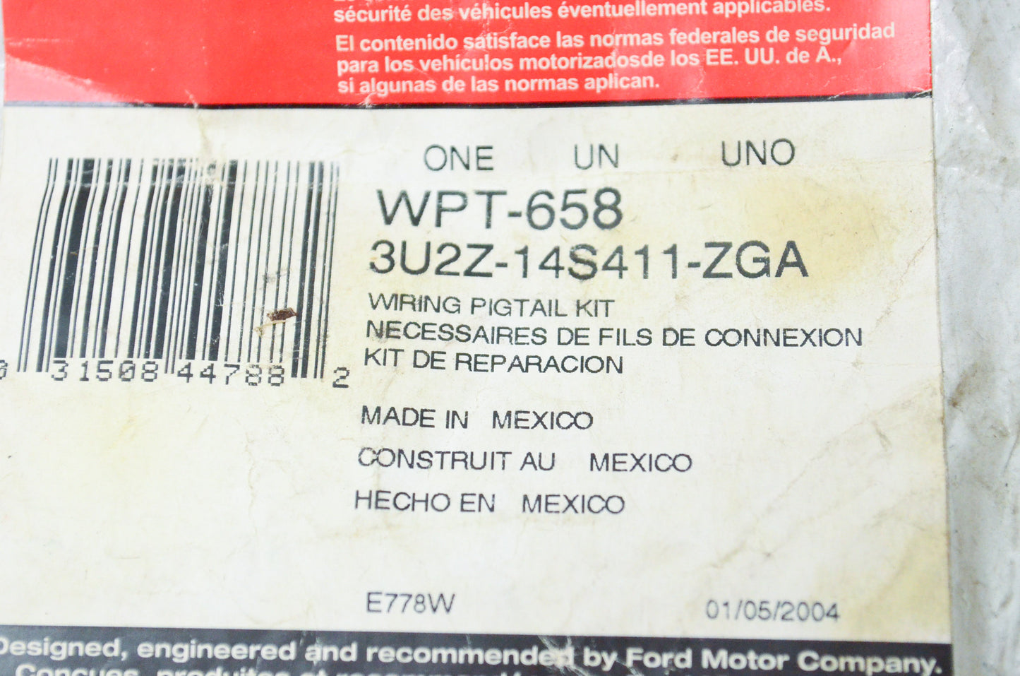 New OEM Ford WPT-658, 3U2Z14S411ZGA Wiring Pigtail Kit NOS