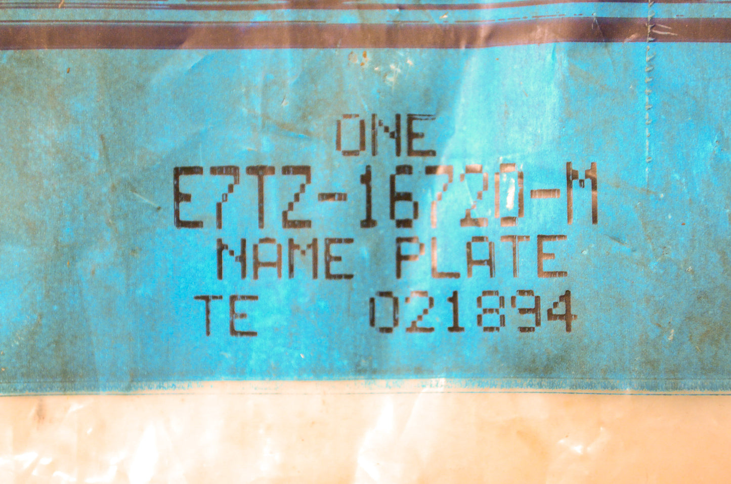 New OEM Ford E7TZ16720M EFI Name Plate NOS