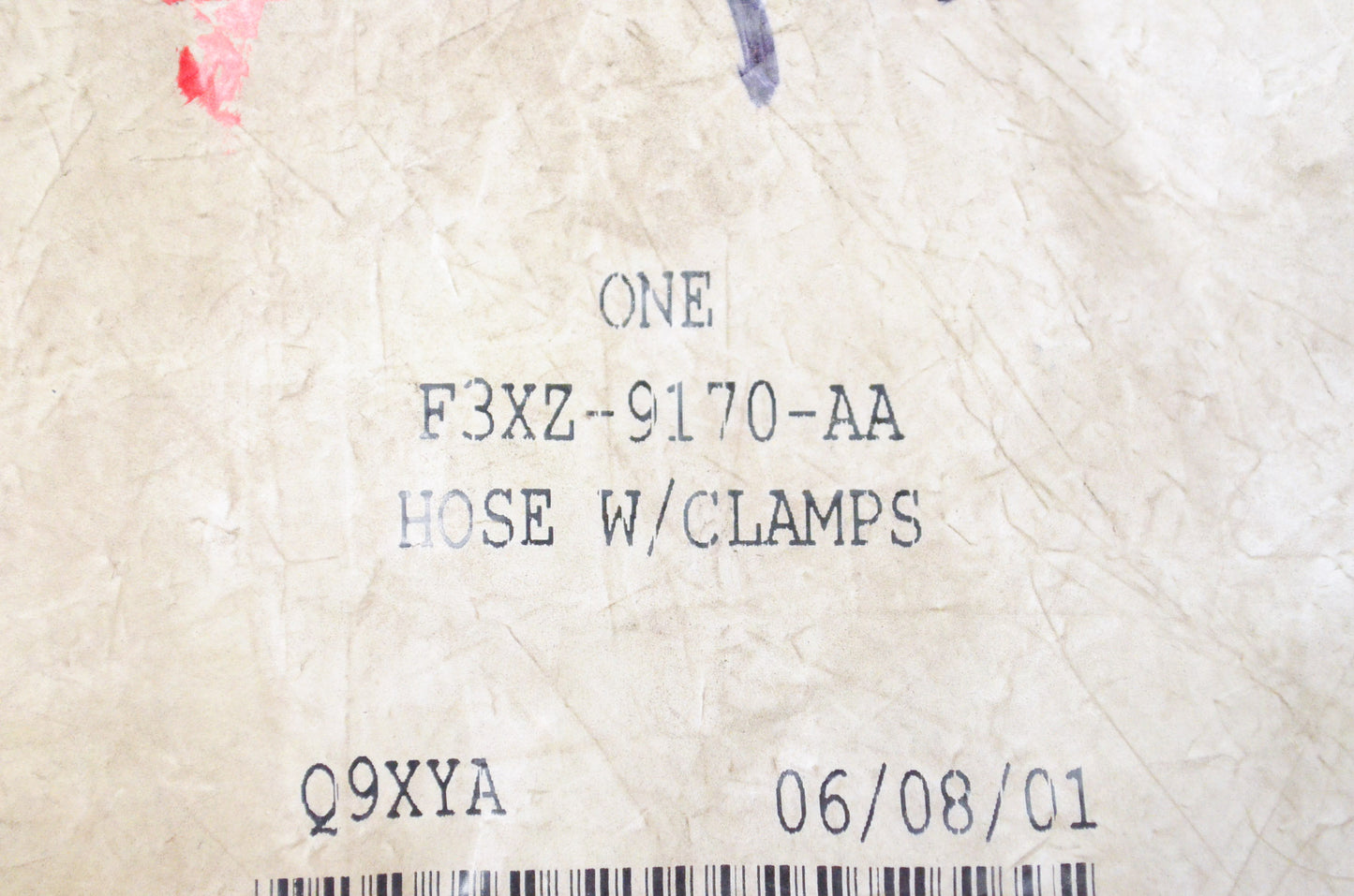 New OEM Ford F3XZ9170AA Vent Hose W/ Clamps NOS