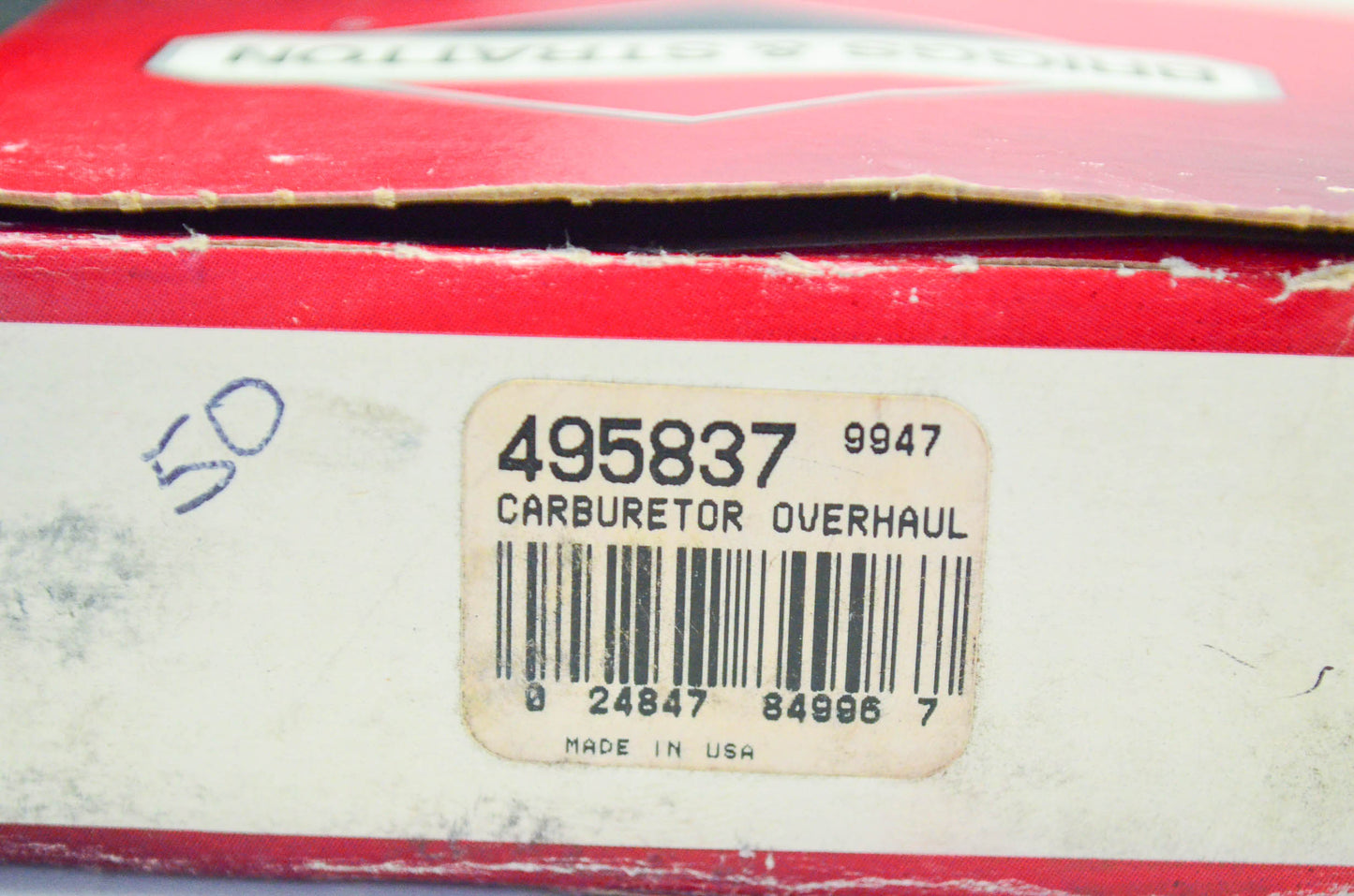 New OEM Briggs & Stratton 495837 Carburetor Overhaul Kit NOS