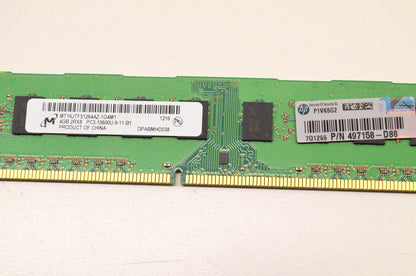 HP 497158-D88, MT16JTF51264AZ-1G4M1 DDR3 4GB DIMM 2RX8 PC3-10600