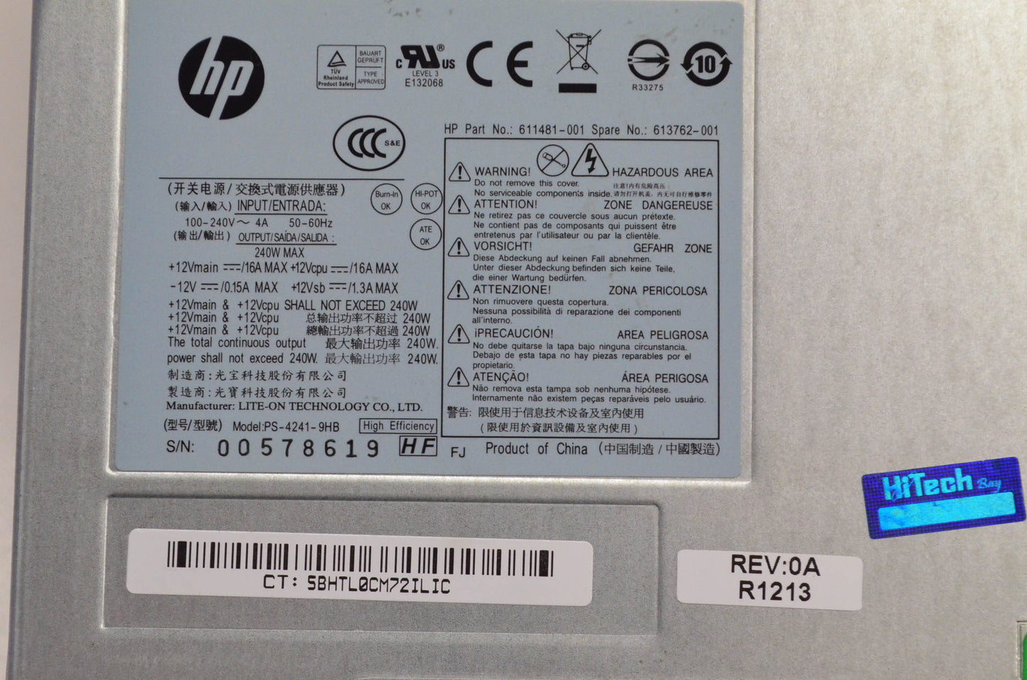 HP 611481-001, 613762-001 240 Watt Power Supply