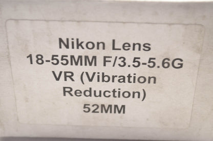 Nikon 18-55mm F/3.5-5.6G Vibration Reduction 52mm Lens
