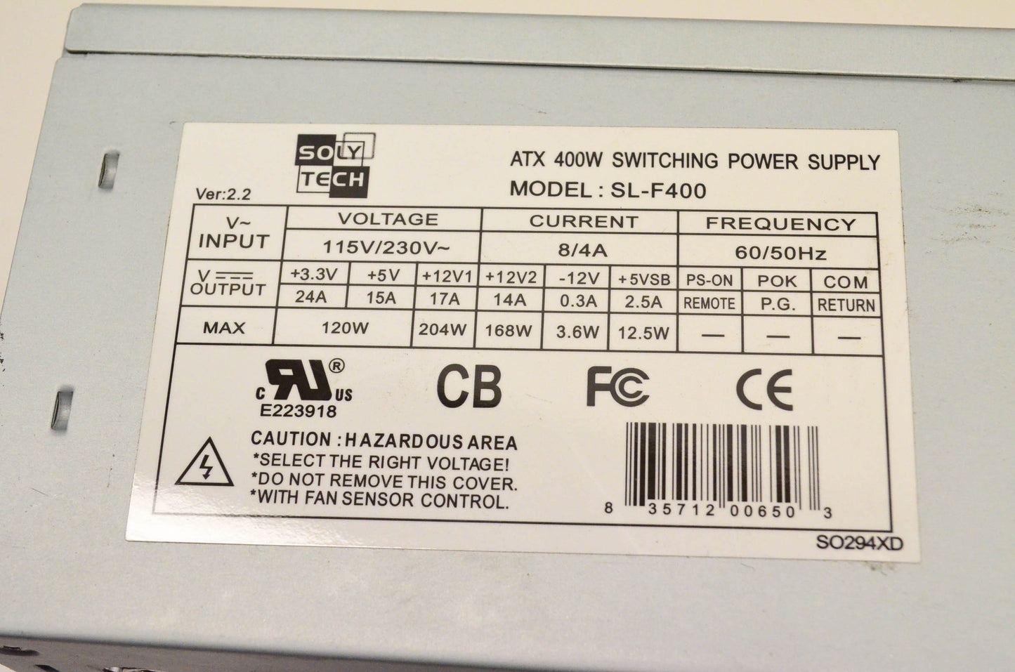 Apex SL-F400 Solytech 400 Watt Switching Power Supply
