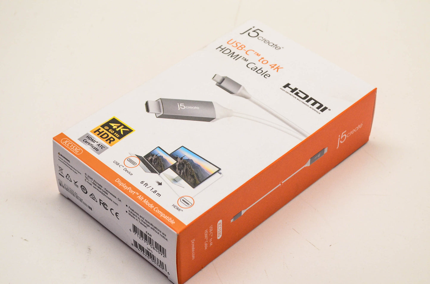 j5create JCC153G-4A USB-C to 4K HDMI 6 Foot Cable NOS