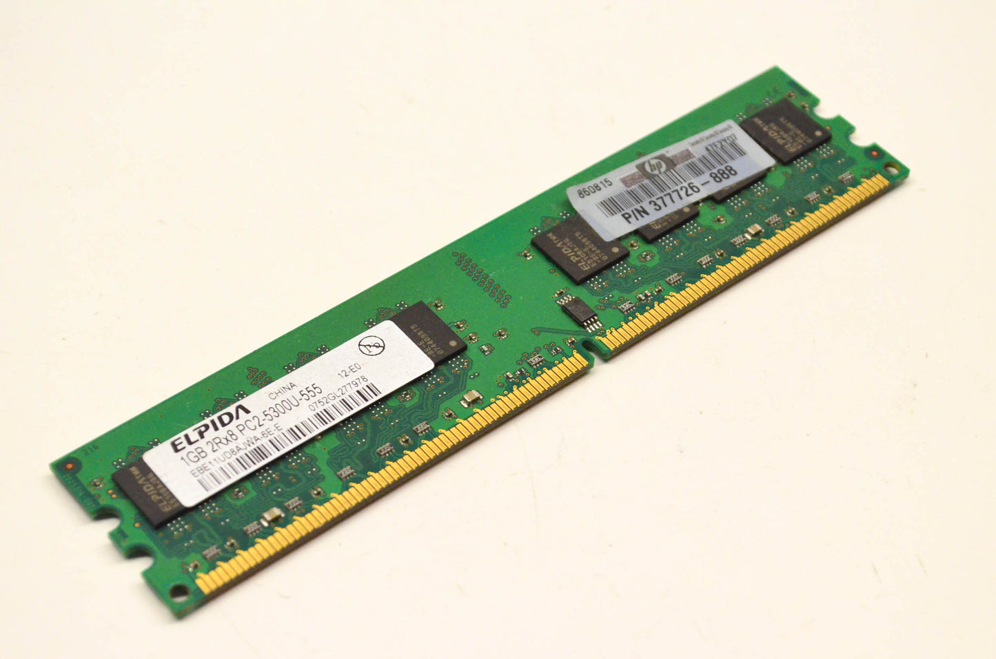 Elpida 377726-888, EBE11UD8AJWA-6E-E 1GB RAM 2Rx8 PC2-5300U 555MHz DDR2 DIMM