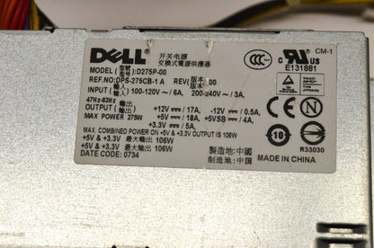 Dell D275P-00, E131881 275 Watt Power Supply
