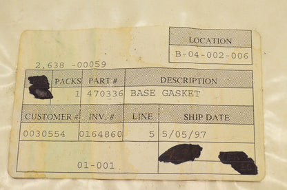 Stens 470336, 47 041 07 Base Gasket NOS