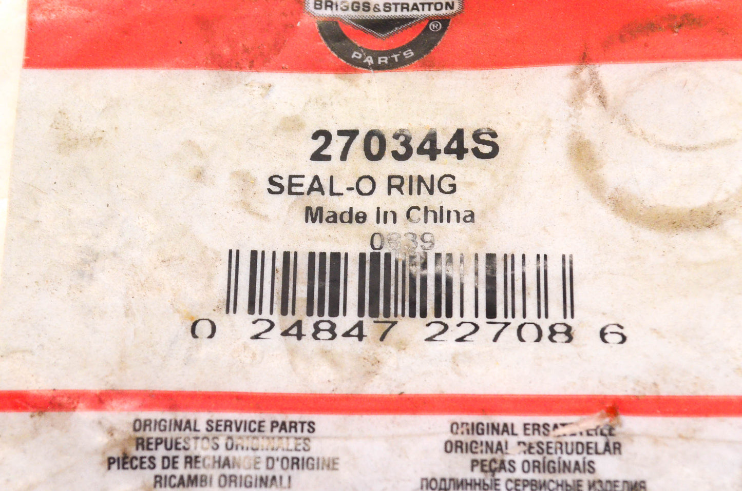 New OEM Briggs & Stratton 270344S O-Ring Seal NOS