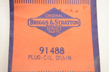New OEM Briggs & Stratton 91488 Oil Drain Plug NOS