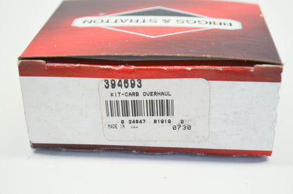 New OEM Briggs & Stratton 394693 Carburetor Overhaul Kit NOS