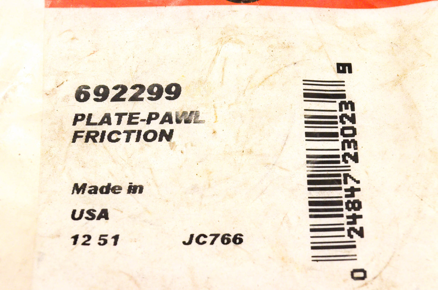 New OEM Briggs & Stratton 692299 Pawl Friction Plate NOS