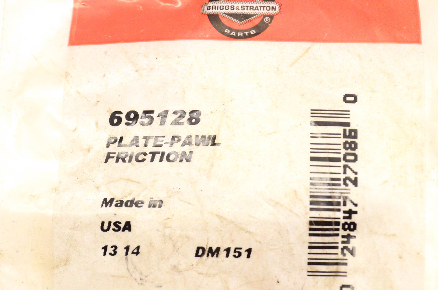 New OEM Briggs & Stratton 695128 Pawl Friction Plate NOS
