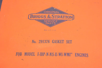 New OEM Briggs & Stratton 291376 Gasket Kit NOS