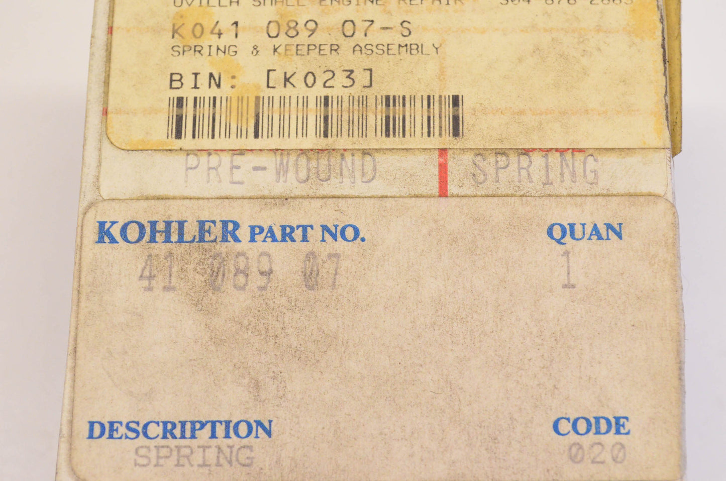 Kohler 41 089 07-S Spring & Keeper Assembly NOS