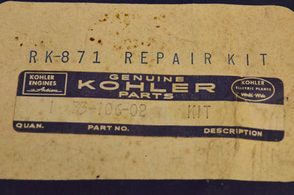 Kohler 33-106-02 Carburetor Rebuild Kit NOS