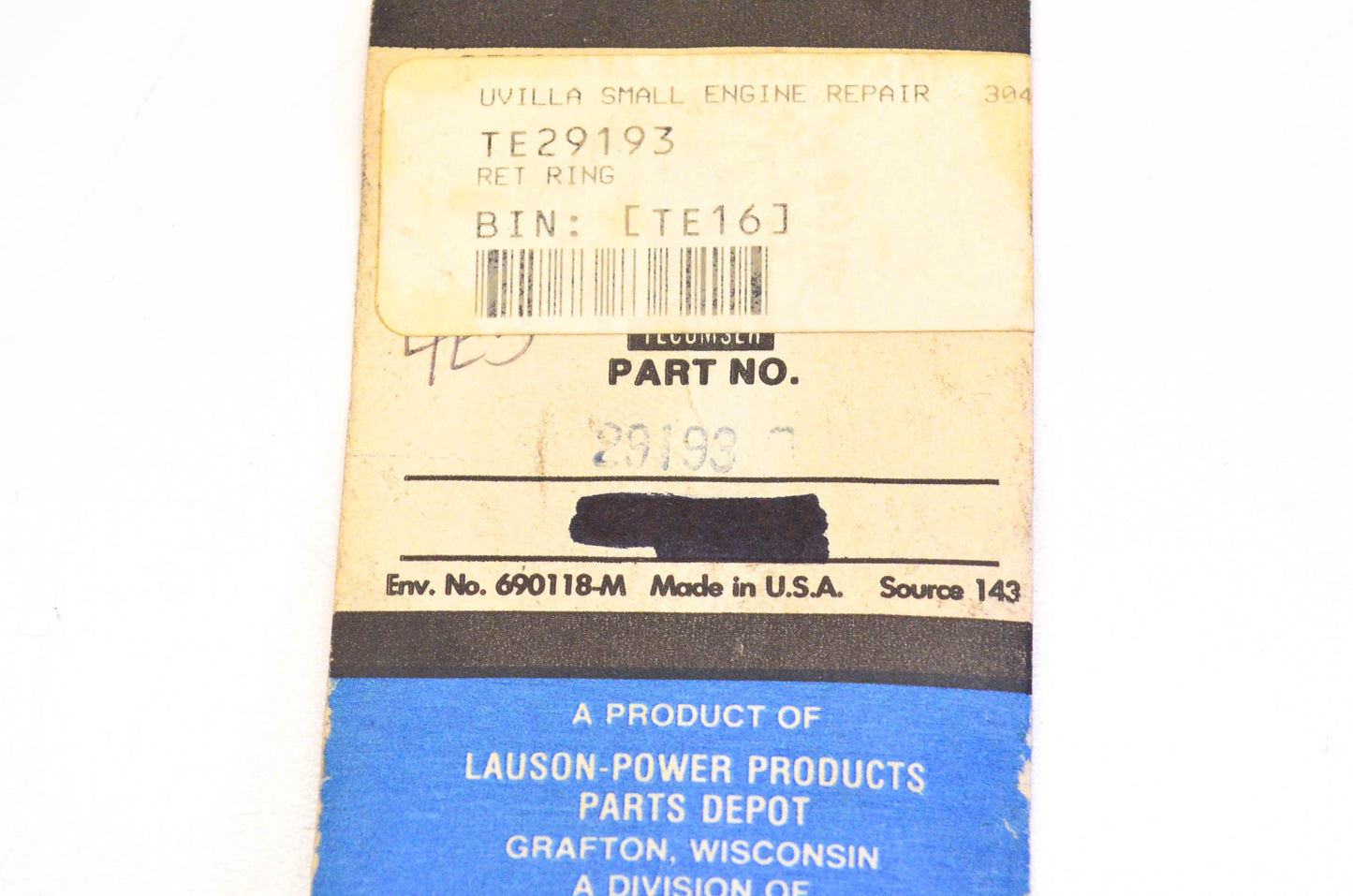 Tecumseh 29193 Retainer Ring Qty 2 NOS