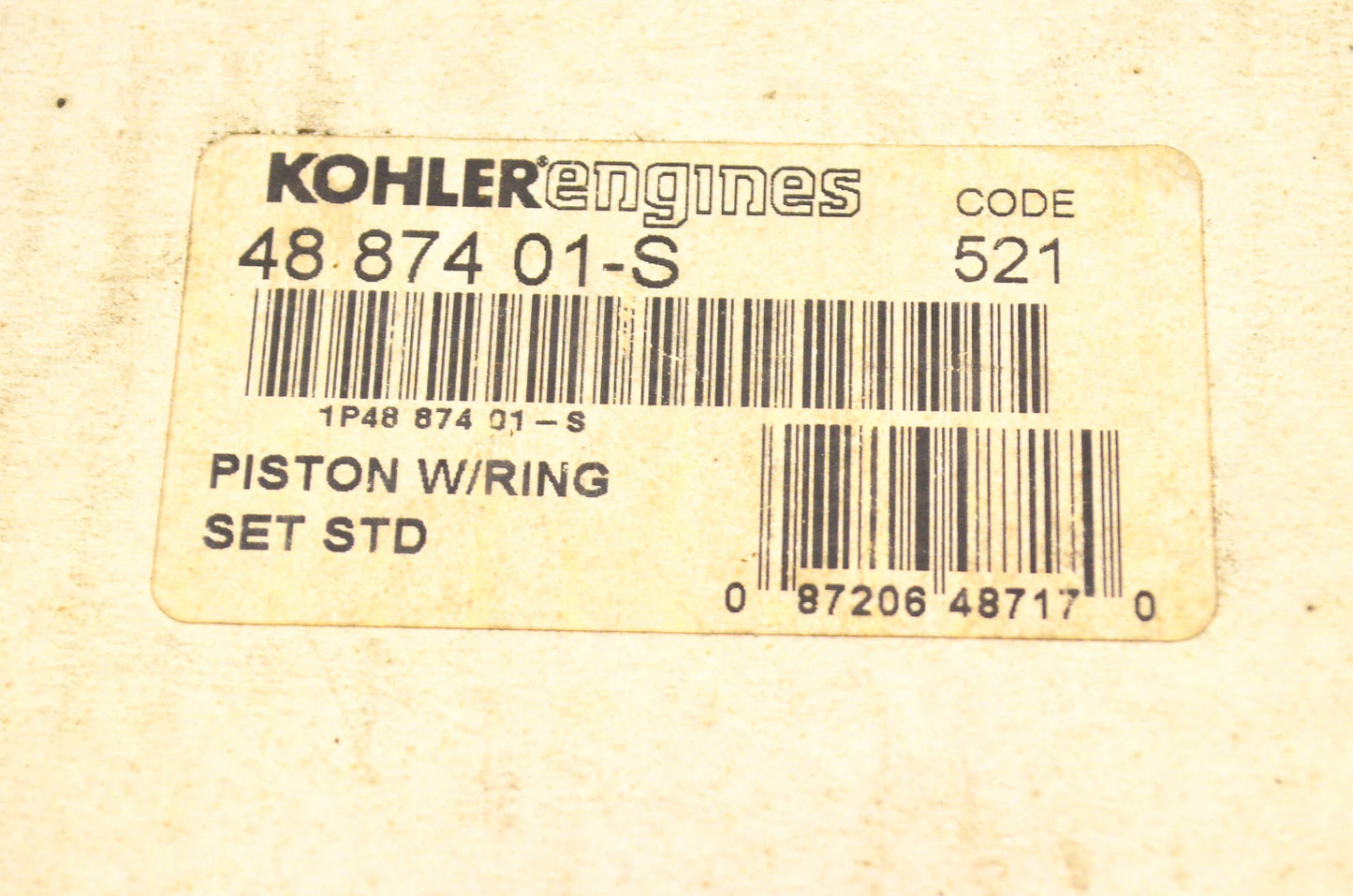 Kohler 48-874-01-S, 48 874 01-S Piston & Ring Kit