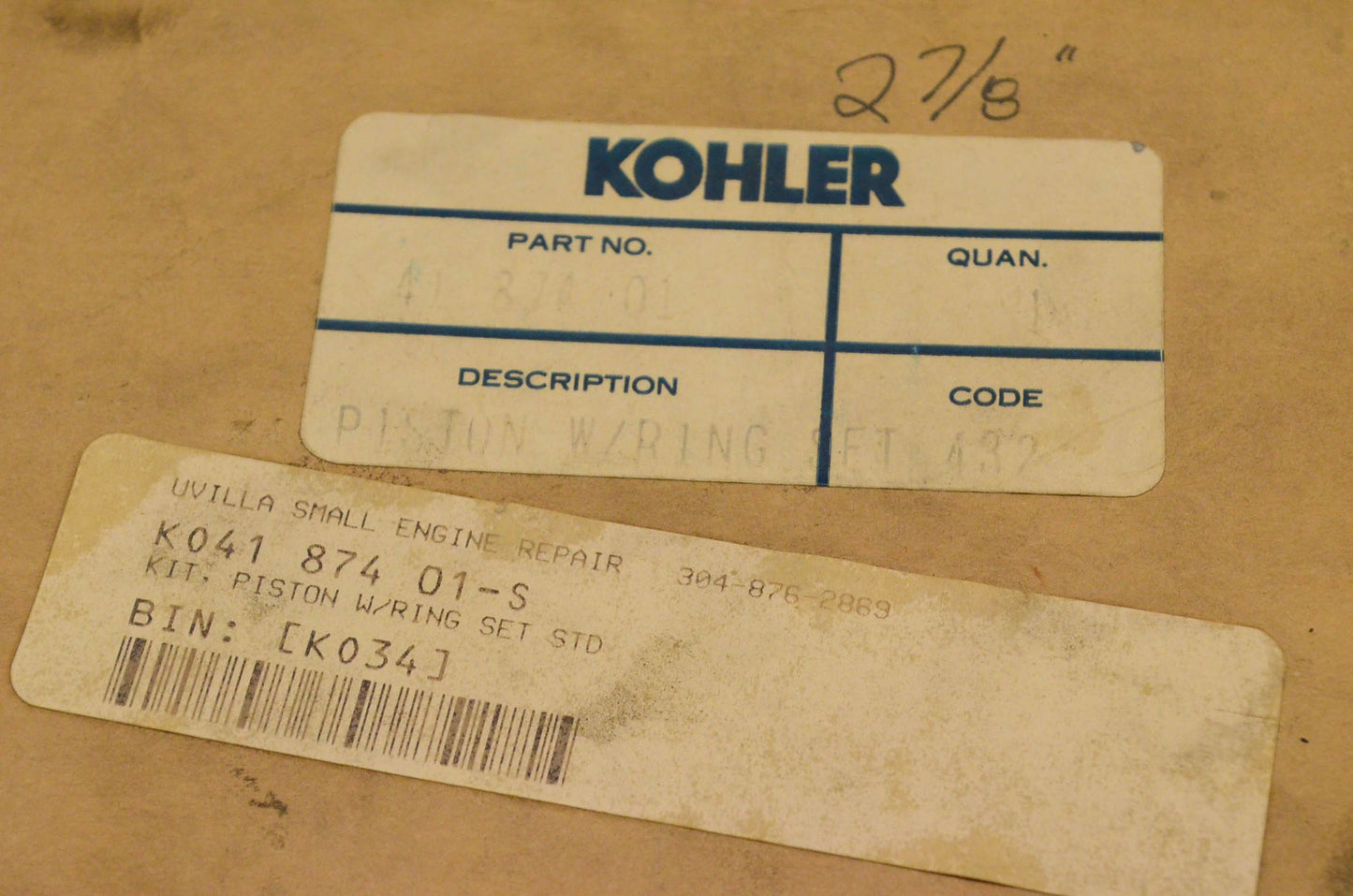 Kohler 41-874-01-S, 41 874 01-S Piston & Ring Kit
