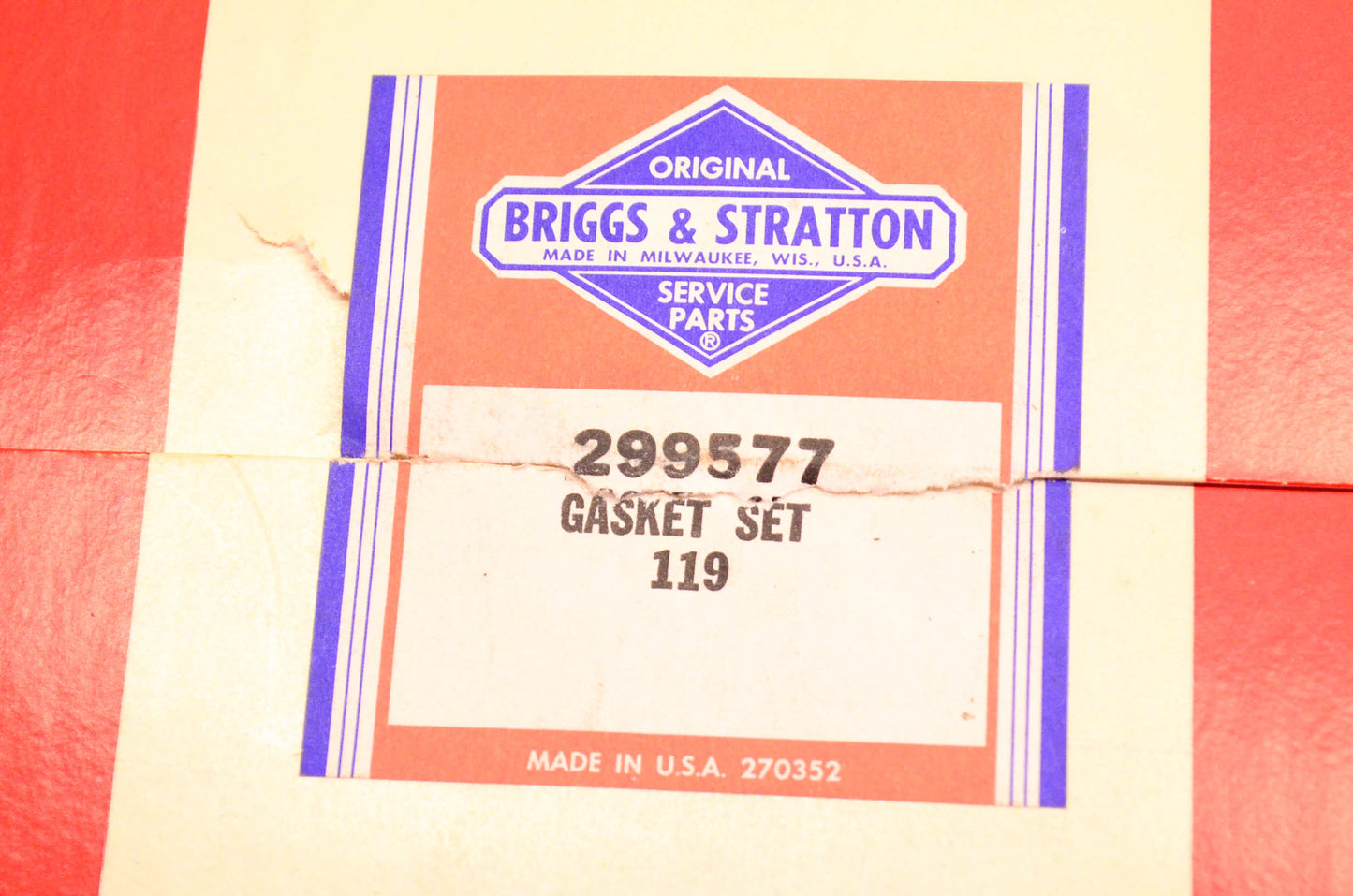 New OEM Briggs & Stratton 299577 Gasket Kit NOS