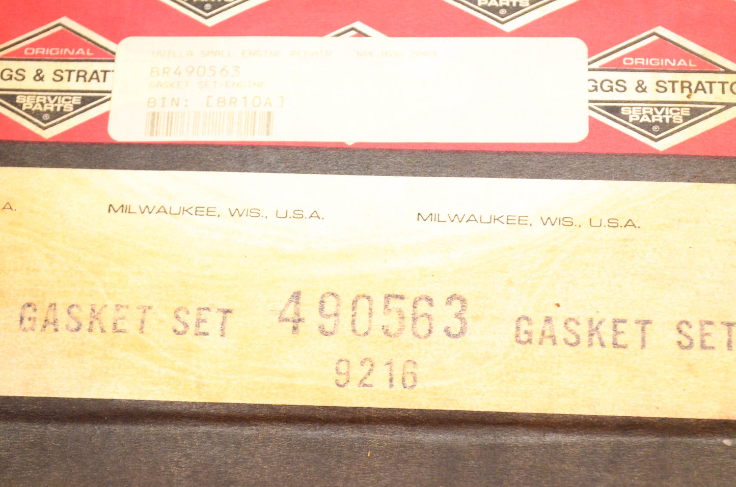 New OEM Briggs & Stratton 490563 Gasket Kit NOS