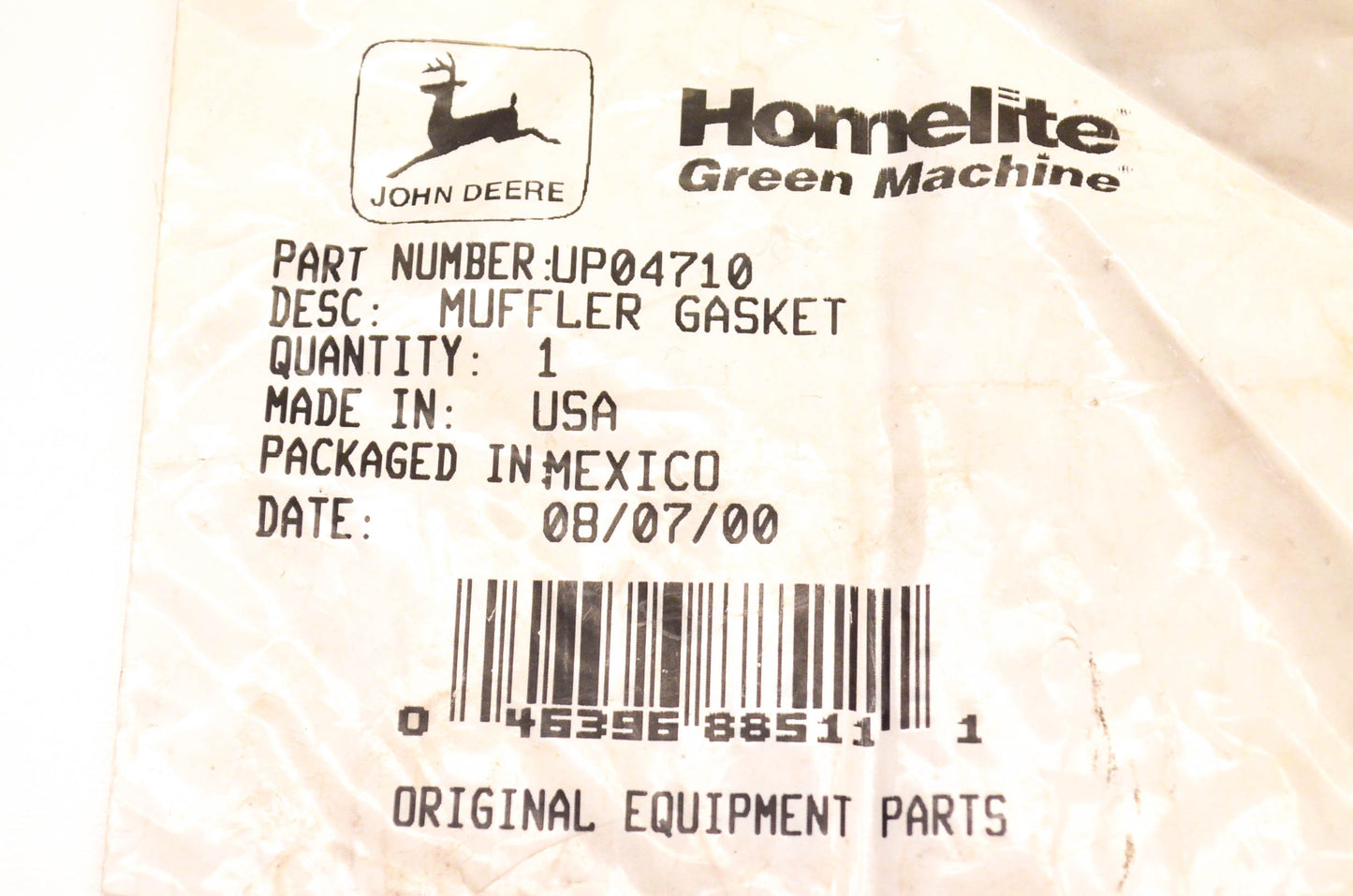 Homelite UP04710 Muffler Gasket NOS