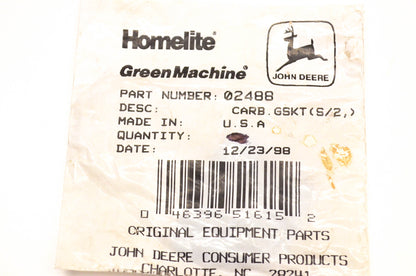 Homelite 02488 Carburetor Mounting Gasket NOS