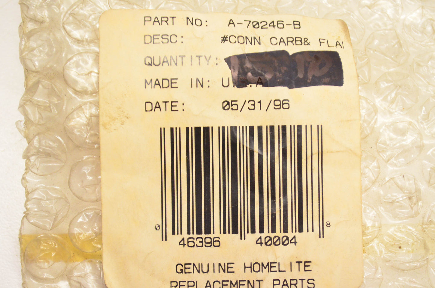 Homelite A-70246-B Carburetor Connector Kit NOS