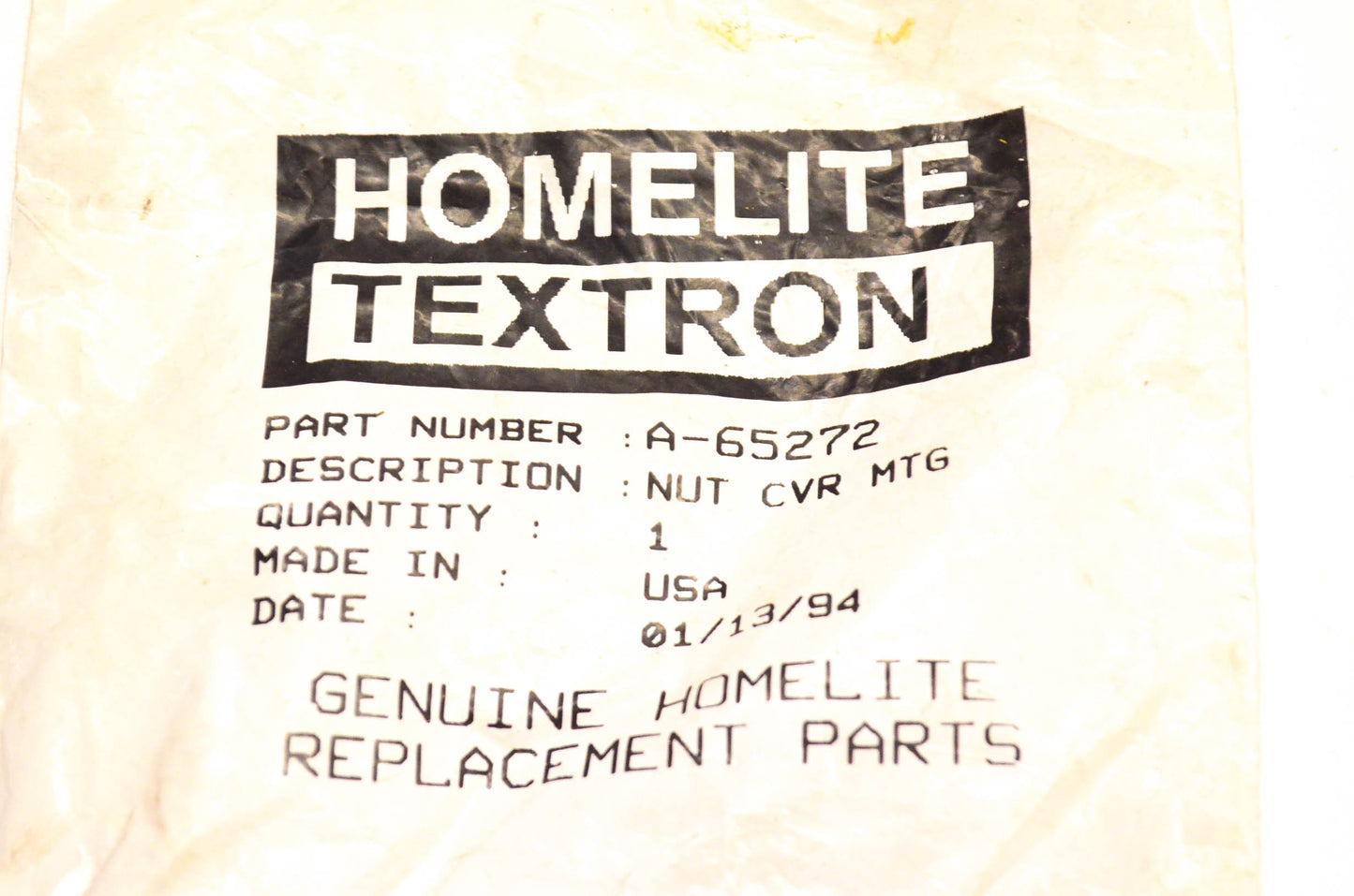 Homelite A-65272, A65272 Cover Nut NOS