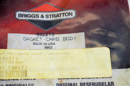 New OEM Briggs & Stratton 692215 Carburetor Body Gasket NOS