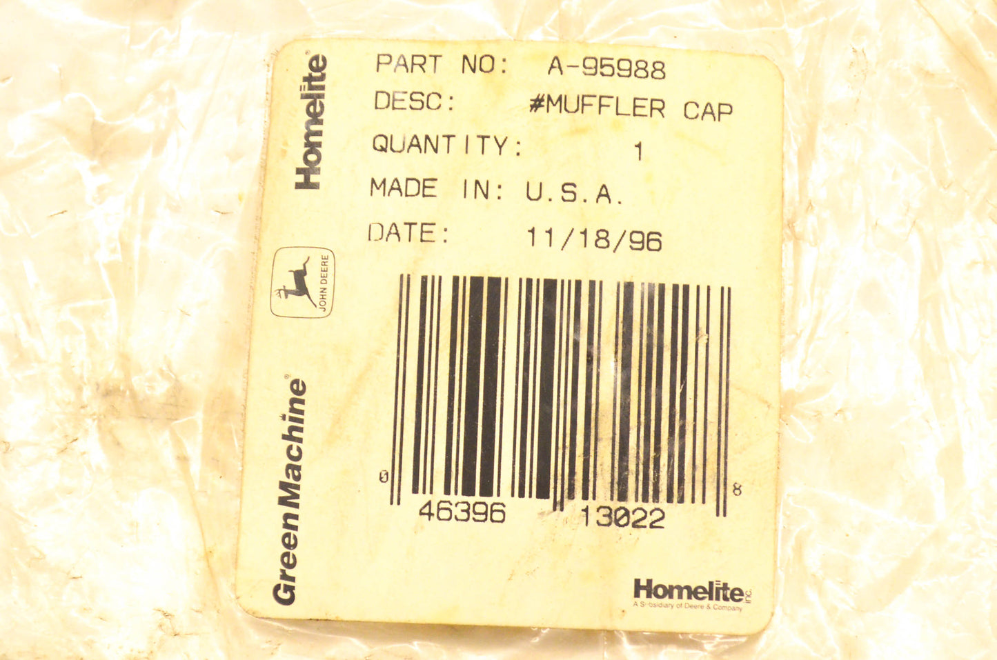 Homelite A-95988 Muffler Cap NOS