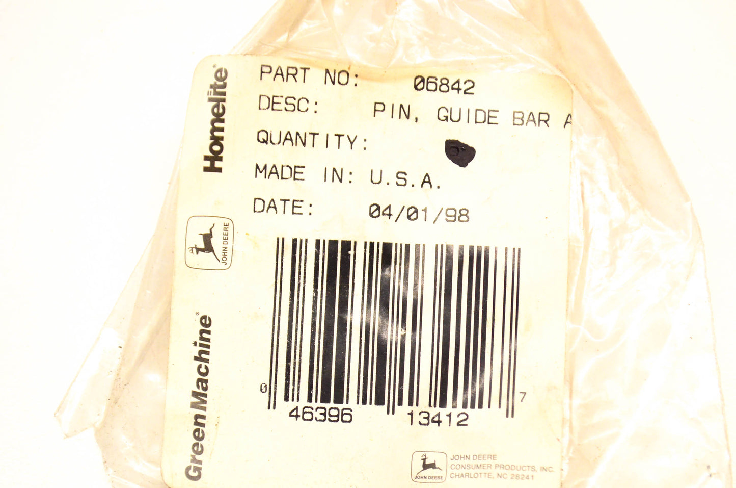 Homelite 06842 Guide Bar Adjuster Pin NOS