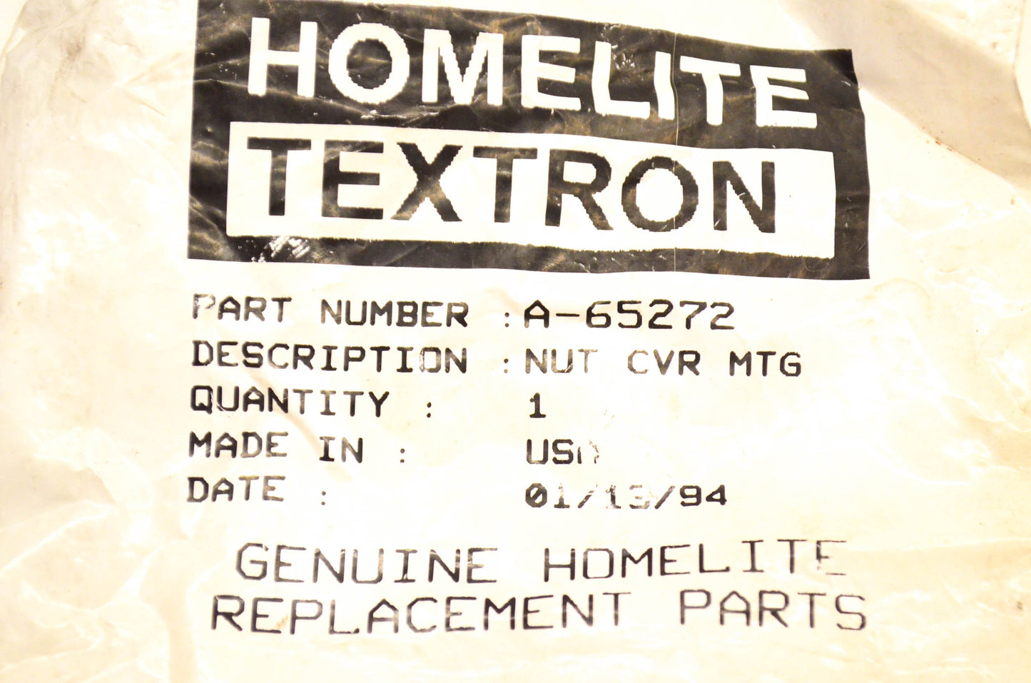 Homelite A-65272 Air Filter Cover Nut NOS