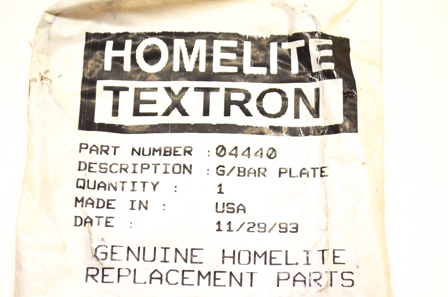 Homelite 04440 Bar Plate NOS