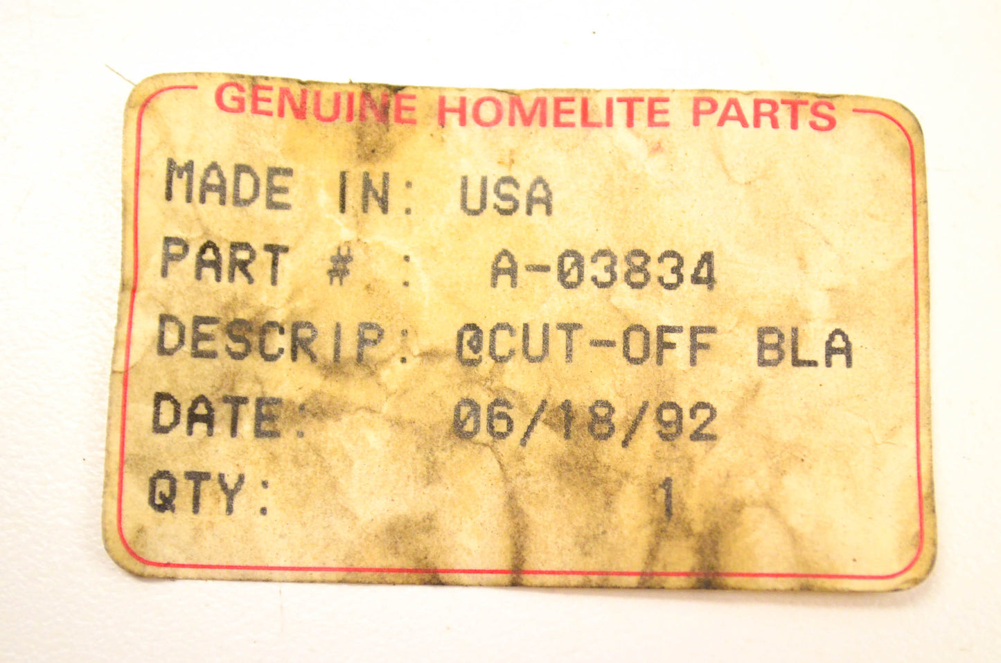 Homelite A-03834 Cut Off Blade Kit NOS