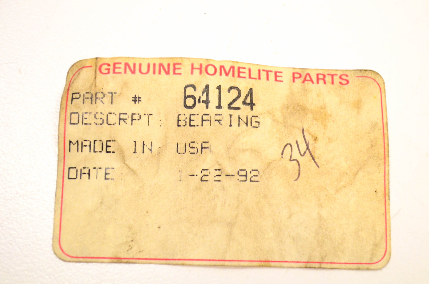 Homelite 64124 Roller Bearing NOS