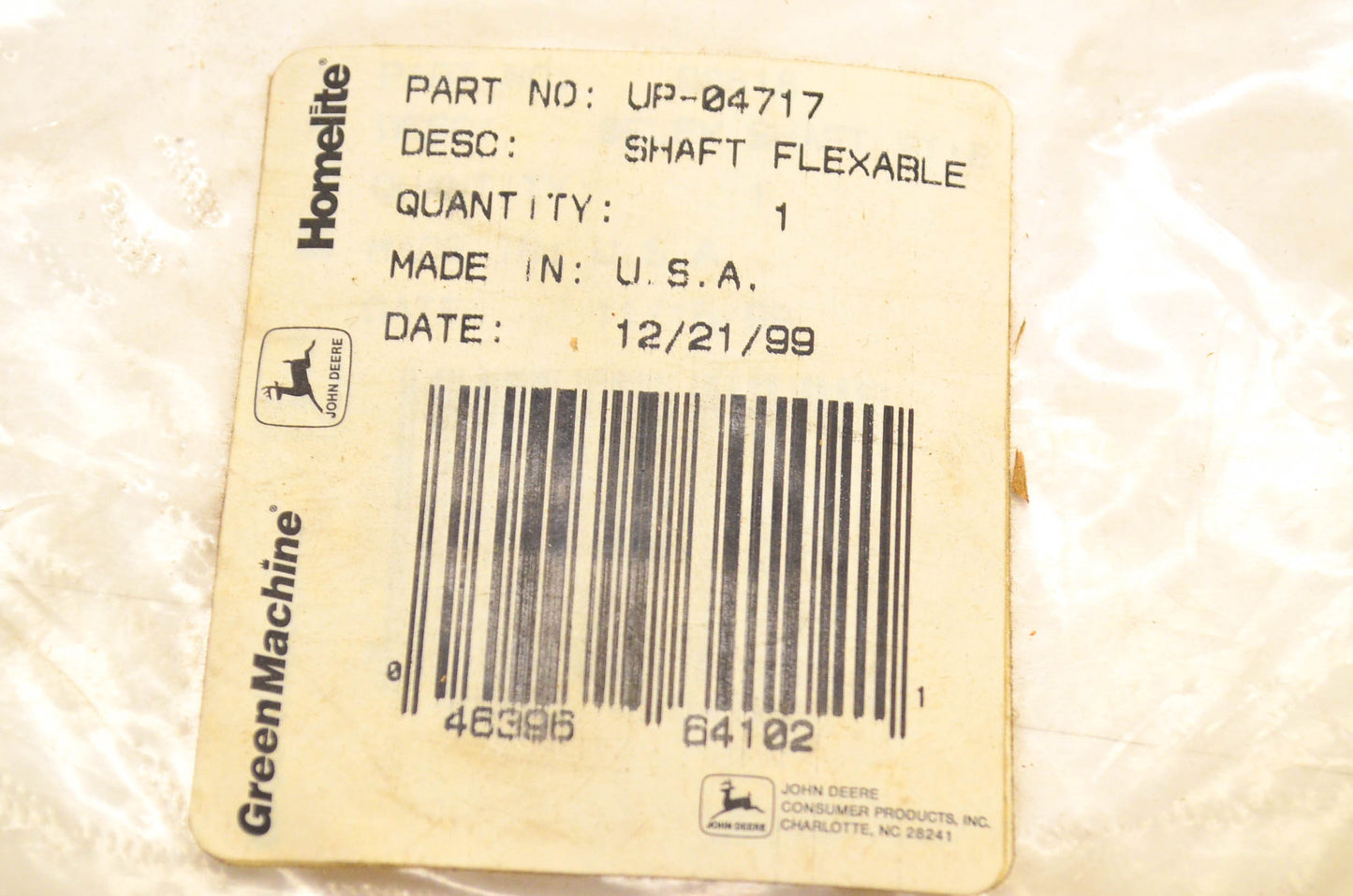 Homelite UP-04717, UP04717 Flexible Shaft NOS